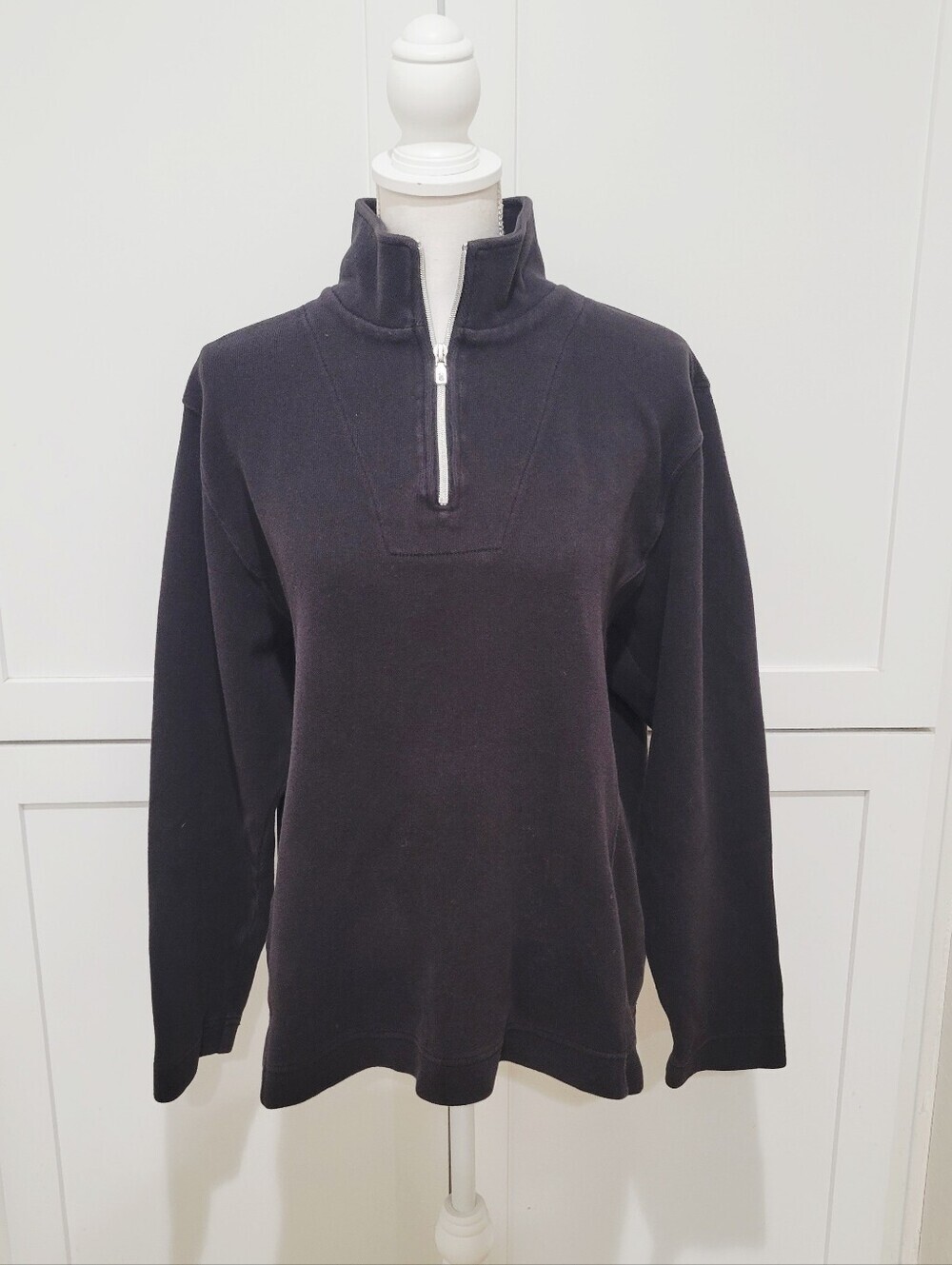 Tommy Bahama Women's Black Quarter-Zip Sweater | Size Large